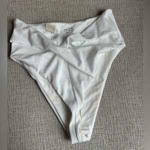 Aerie White Textured Bikini Bottom
